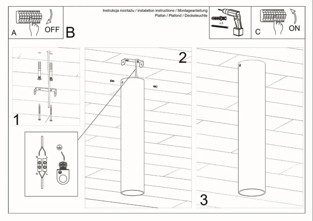 Plafonnier lagos noir cylindrique en métal, design minimaliste offrant une élégance moderne et une lumière fonctionnelle