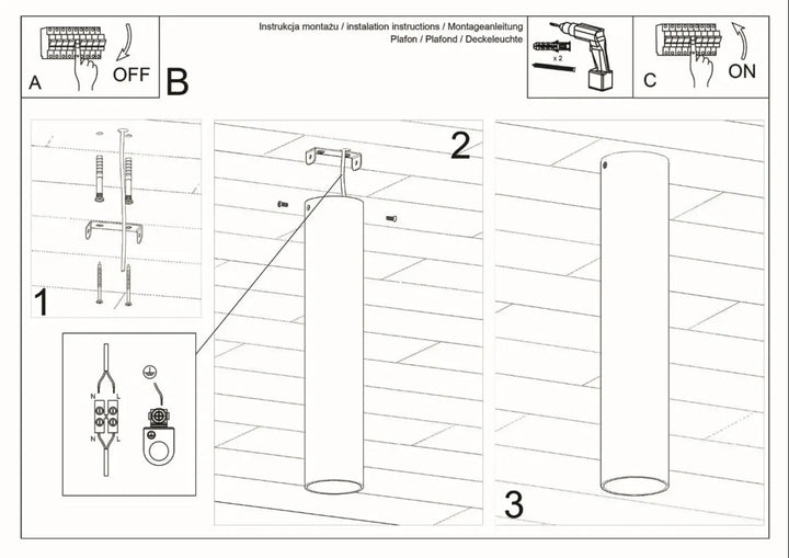 Plafonnier lagos noir cylindrique en métal, design minimaliste offrant une élégance moderne et une lumière fonctionnelle