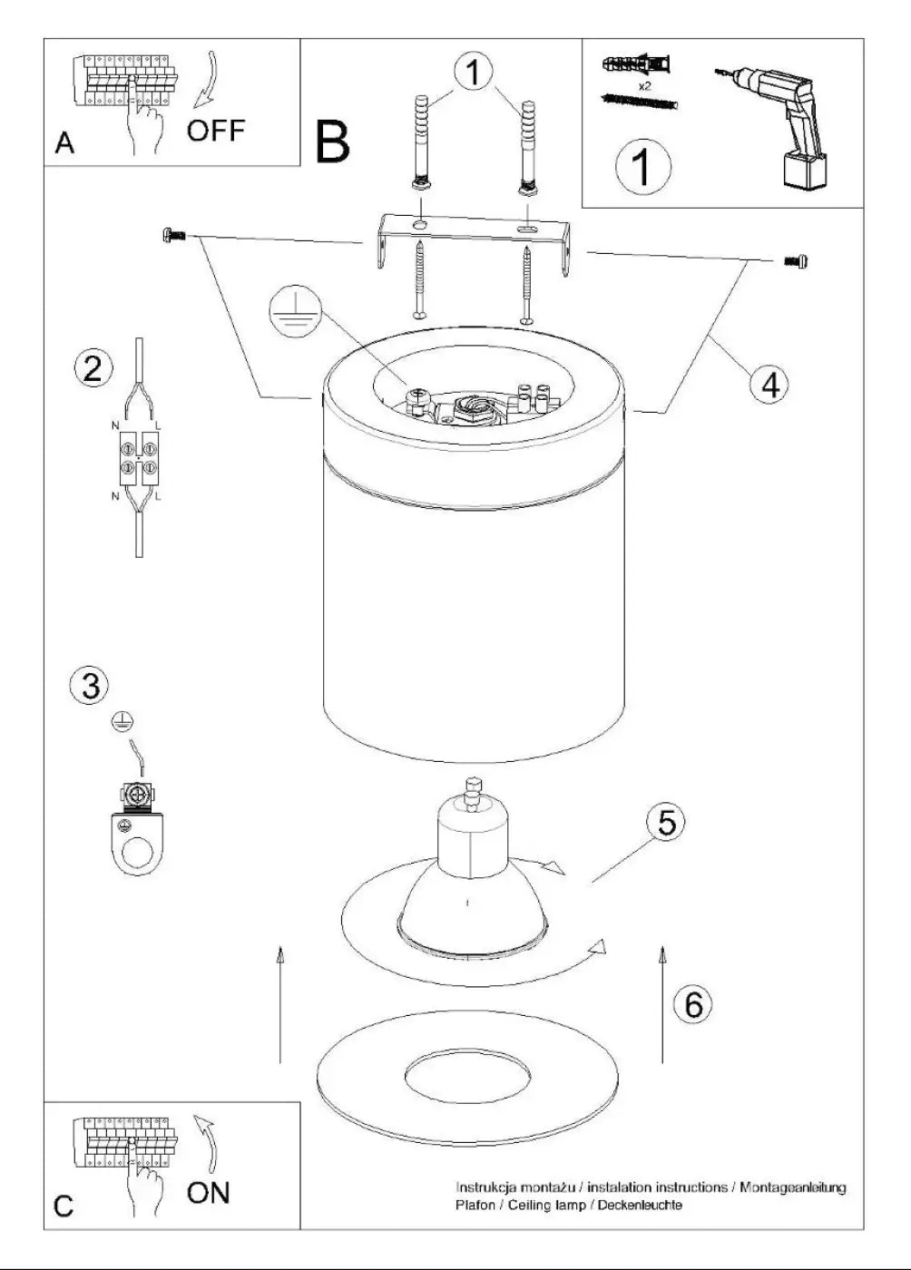 Schéma d'installation du luminaire