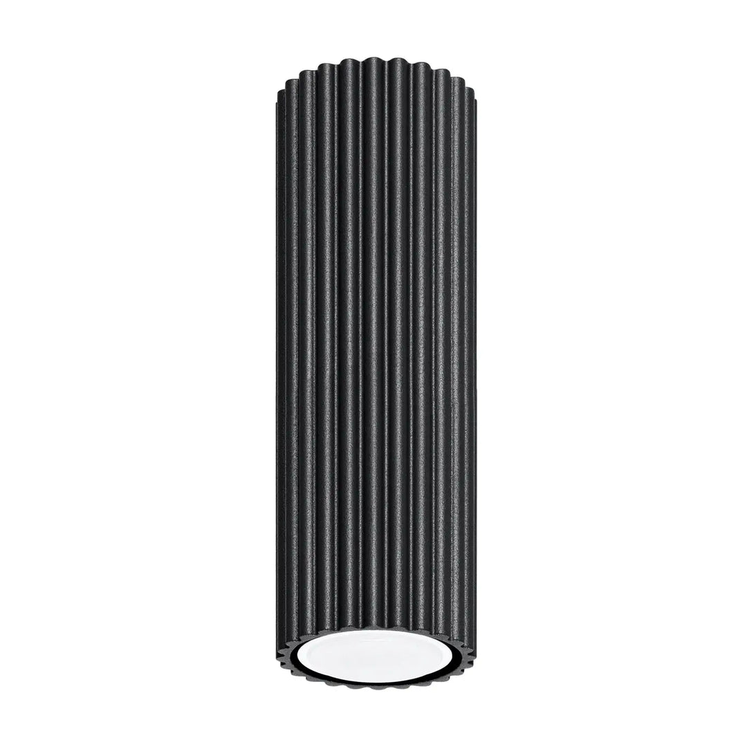 Luminaire plafonnier karbon 20 noir avec design minimaliste et ampoules gu10 interchangeables en cylindre côtelé