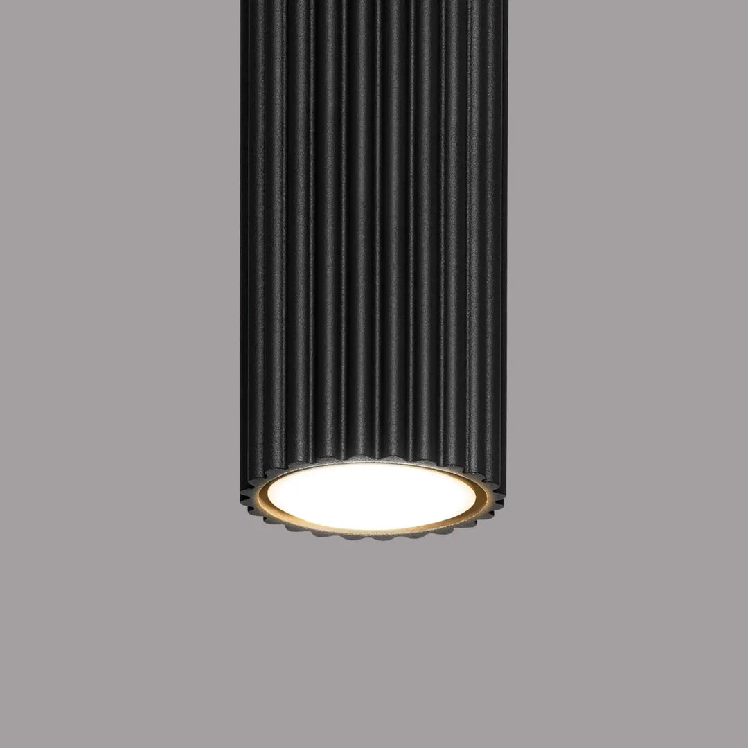 Plafonnier karbon allie noir cylindrique en métal avec ampoules gu10 interchangeables et design minimaliste éclairage blanc chaud