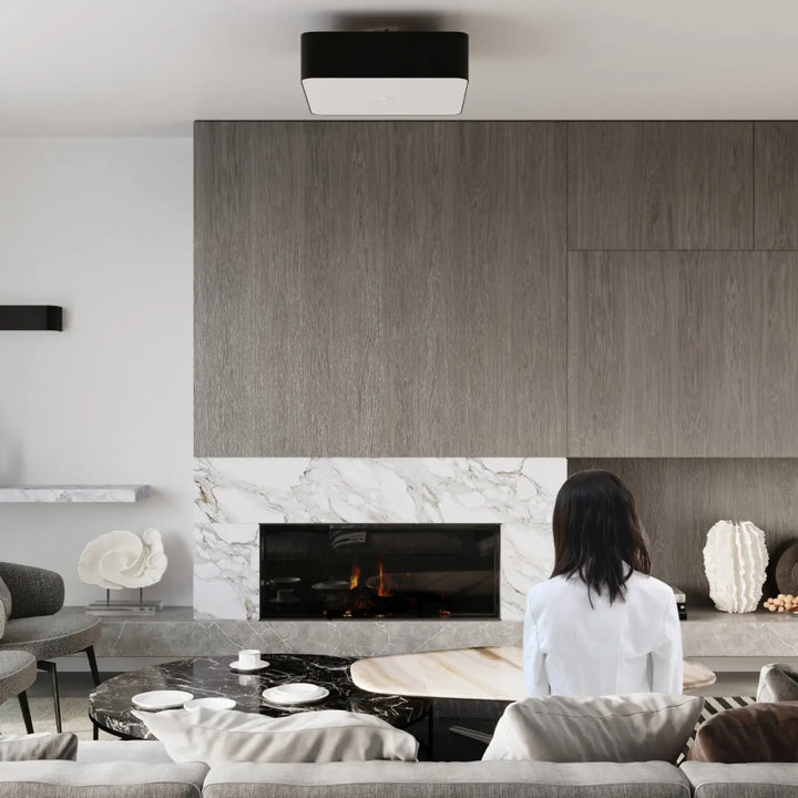 Luminaire plafond lokko 45 noir avec forme contrastante définissent un contour distinct et design moderne