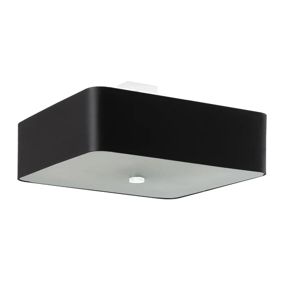 Luminaire plafonnier lokko 45 noir avec forme contrastante définissent un contour distinct et diffuseur intérieur blanc