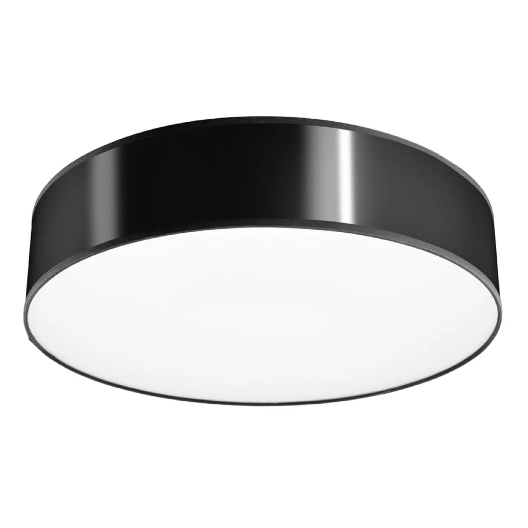 Luminaire plafonnier arena 55 noir avec plafonnier rond, forme riche et éclairage polyvalent au design moderne mat