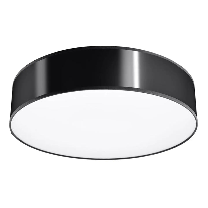 Luminaire plafonnier arena 55 noir avec plafonnier rond, forme riche et éclairage polyvalent au design moderne mat