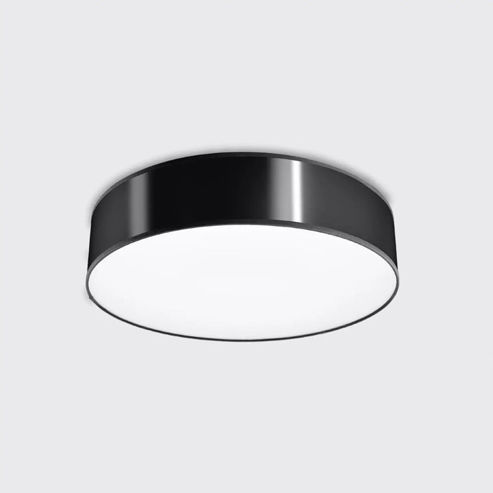 Luminaire plafonnier arena 55 noir rond avec éclairage polyvalent et forme riche en finition mate moderne