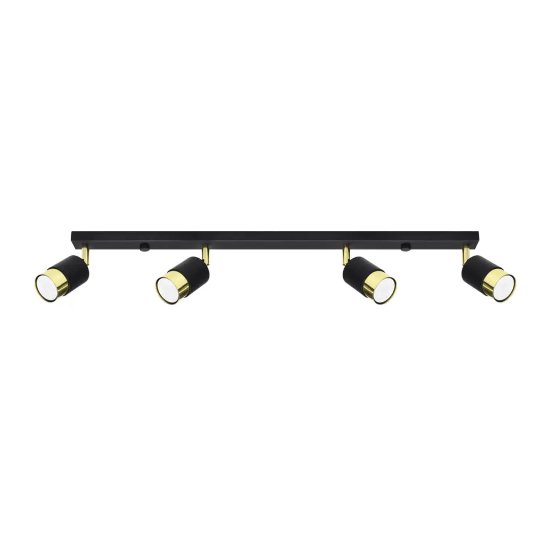 Plafonnier applique moderne nero 4 noir doré avec quatre spots réglables pour un éclairage polyvalent contemporain