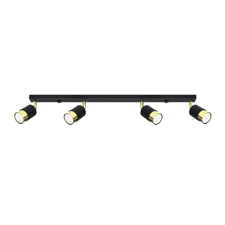 Plafonnier applique moderne nero 4 noir doré avec quatre spots réglables pour un éclairage polyvalent contemporain
