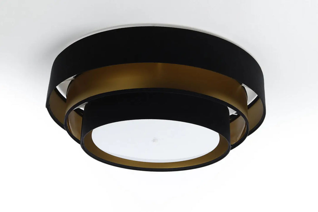 Luminaire plafonnier noir et doré triniti elegant avec design circulaire moderne et couches élégantes