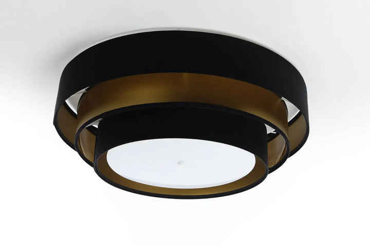 Luminaire plafonnier noir et doré triniti elegant avec design circulaire moderne et couches élégantes