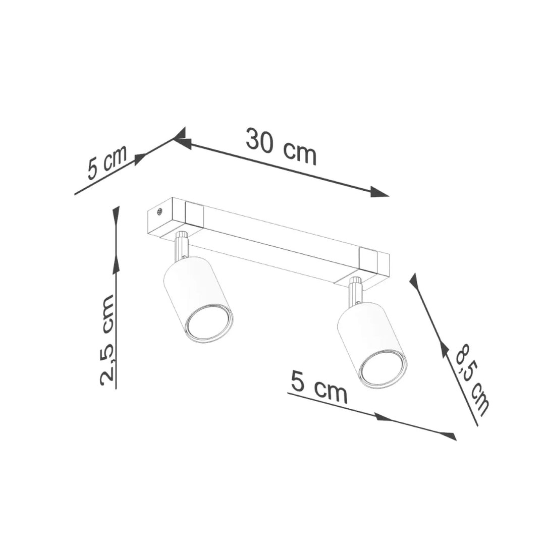 Luminaire plafonnier fager 2 noir avec deux lampes directionnelles et abat-jours orientables en bois naturel