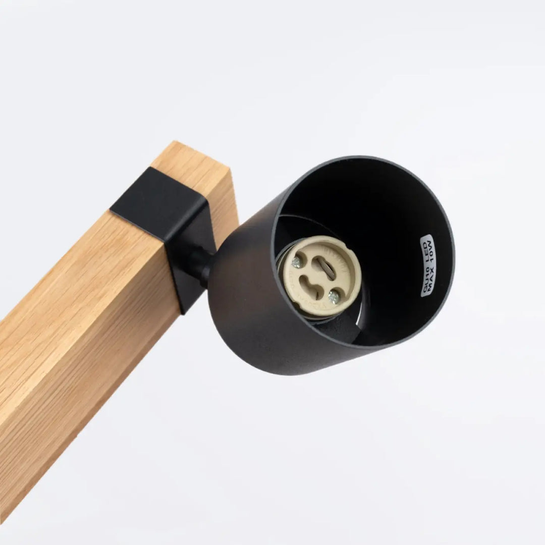 Luminaire plafonnier fager 2 noir avec lampe directionnelle fager en bois naturel et abat-jours orientables en métal