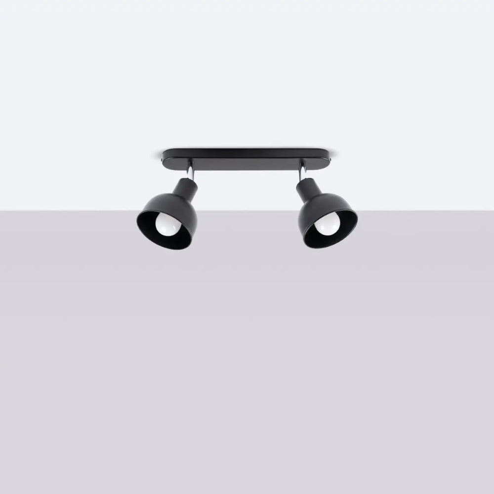 Luminaire plafonnier elba 2 noir avec finition mate noire et spots réglables pour minimalisme combiné et éléments subtils