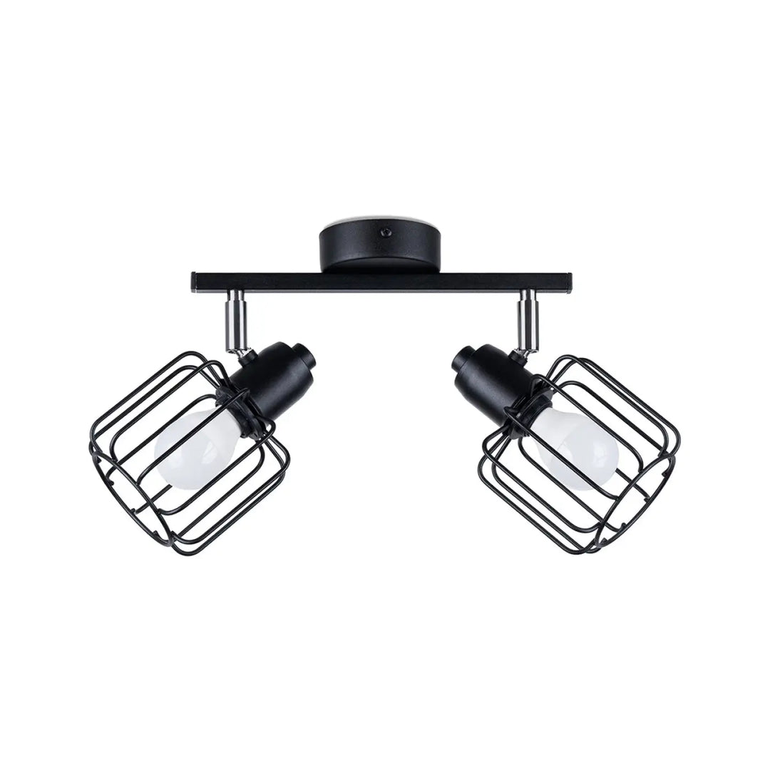 Luminaire plafonnier beluci 2 noir style loft avec deux lampes grille ajustables pour appliques murales industrielles