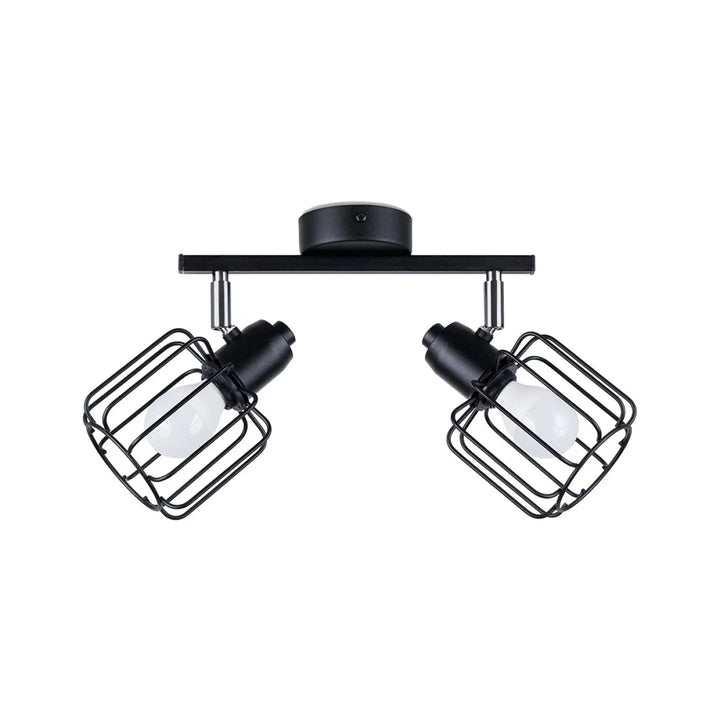 Luminaire plafonnier beluci 2 noir style loft avec deux lampes grille ajustables pour appliques murales industrielles