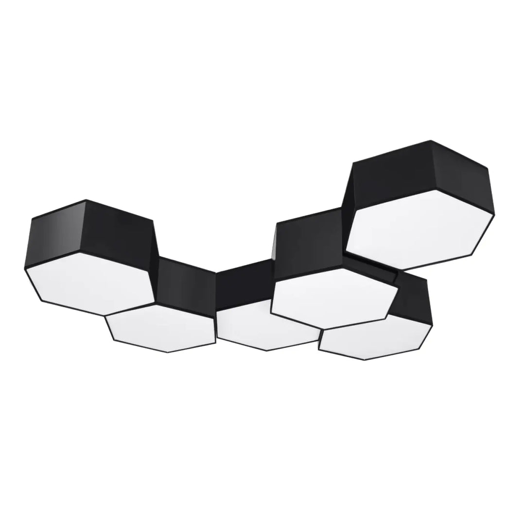 Luminaire plafonnier sunde 15 noir avec formes géométriques modernes en hexagone noir et blanc élégant