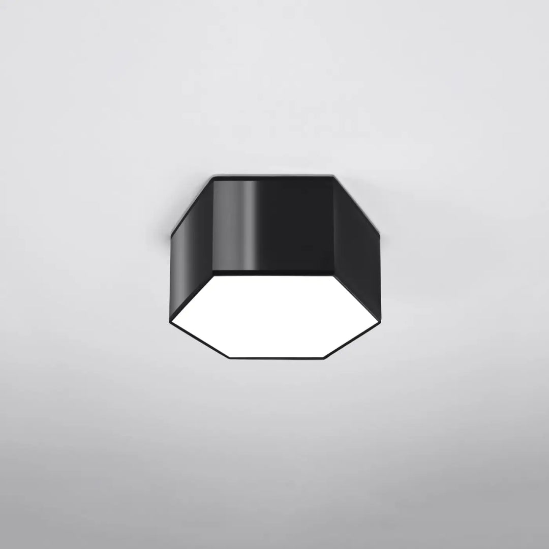 Luminaire plafonnier sunde 15 noir avec formes géométriques hexagonales en finition mate élégante moderne