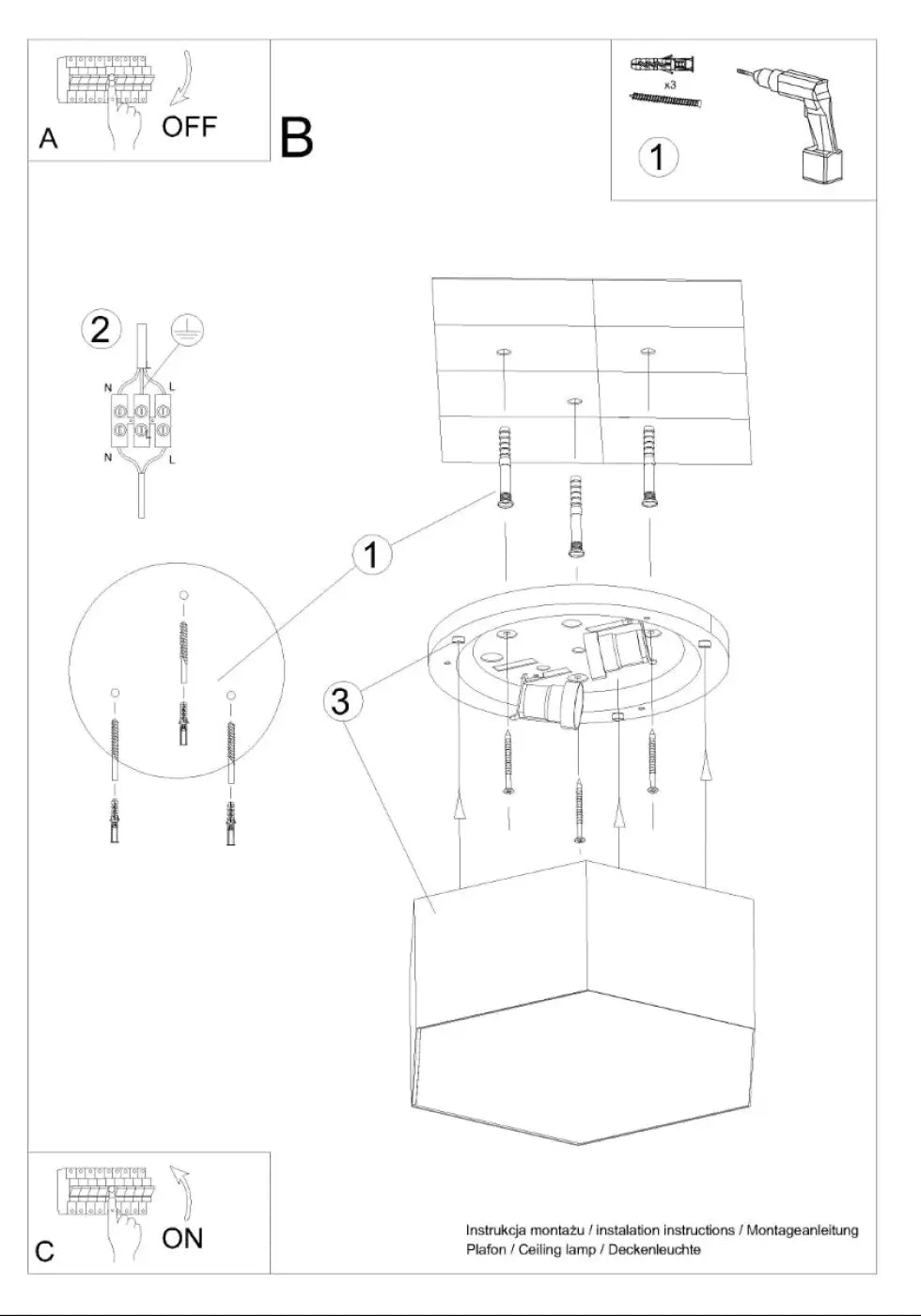 Schéma d'installation du luminaire