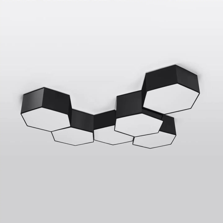 Luminaire plafonnier sunde 11 noir avec formes géométriques hexagonales modernes en design élégant et noir