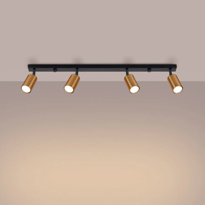 Luminaire plafonnier winx 4l noir en métal noir et cuivre avec quatre spots réglables parfait pour éclairage moderne