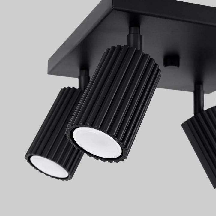 Luminaire plafonnier karbon 4 en noir mat avec ampoules gu10 interchangeables et design minimaliste contemporain