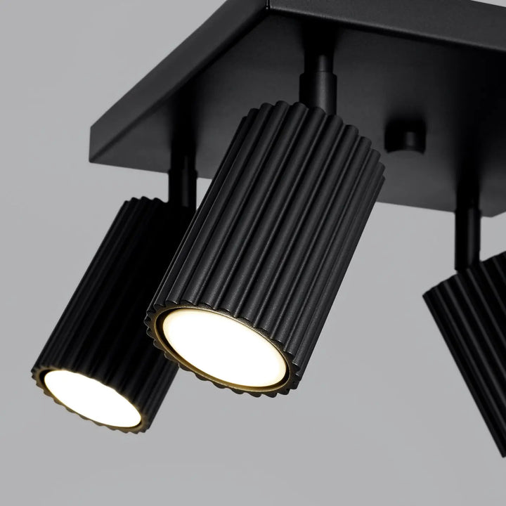 Luminaire plafonnier karbon 4 noir avec ampoules gu10 interchangeables design minimaliste et finition mate