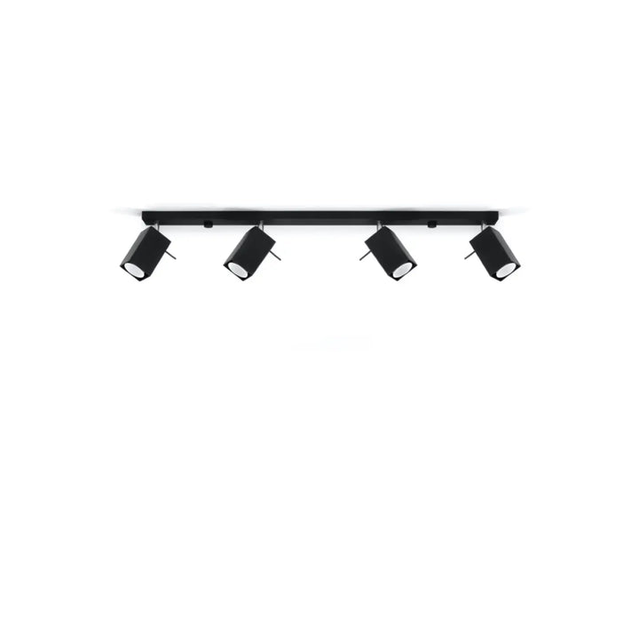 Plafonnier moderne merida noir mat avec quatre spots merida ajustables pour diriger précisément la lumière