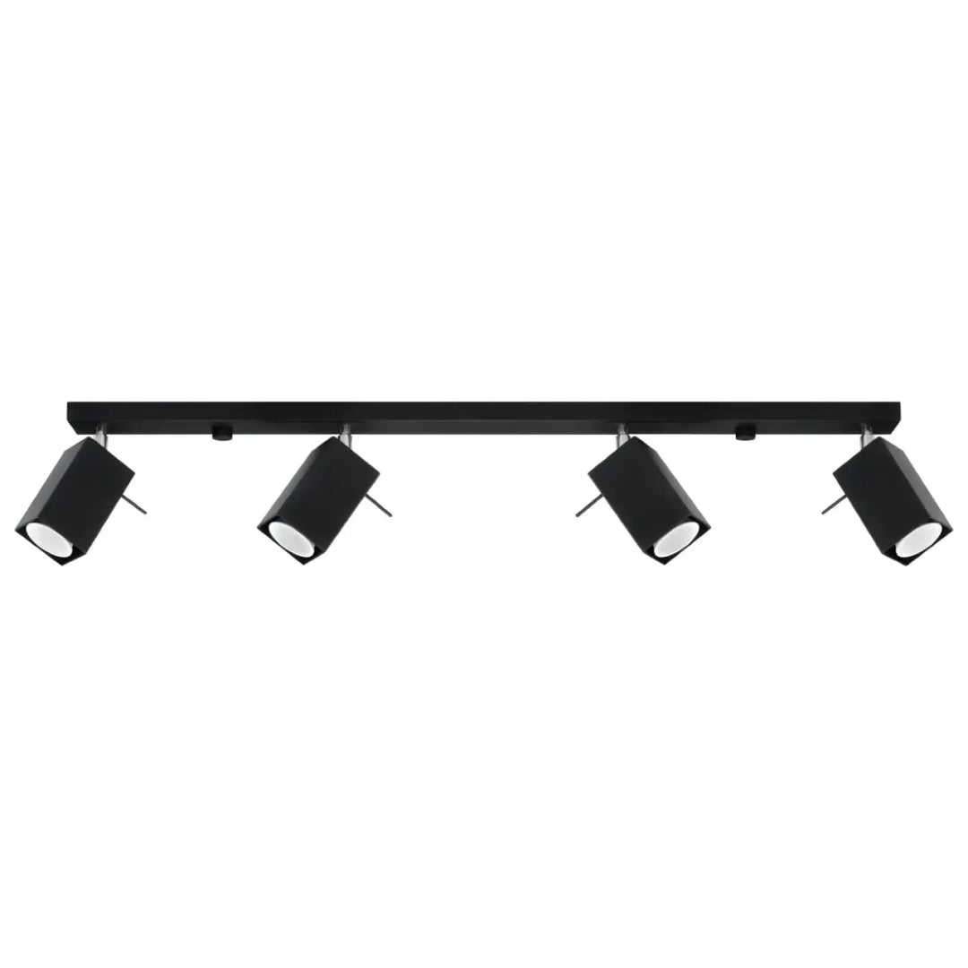 Plafonnier moderne merida noir mat avec quatre spots merida ajustables pour diriger précisément lclairage