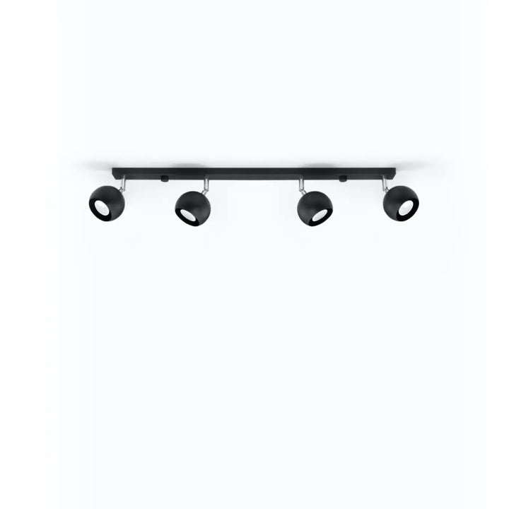 Plafonnier oculare 4l noir en matériau mat avec quatre spot sphériques pour éclairez précisément avec un design original