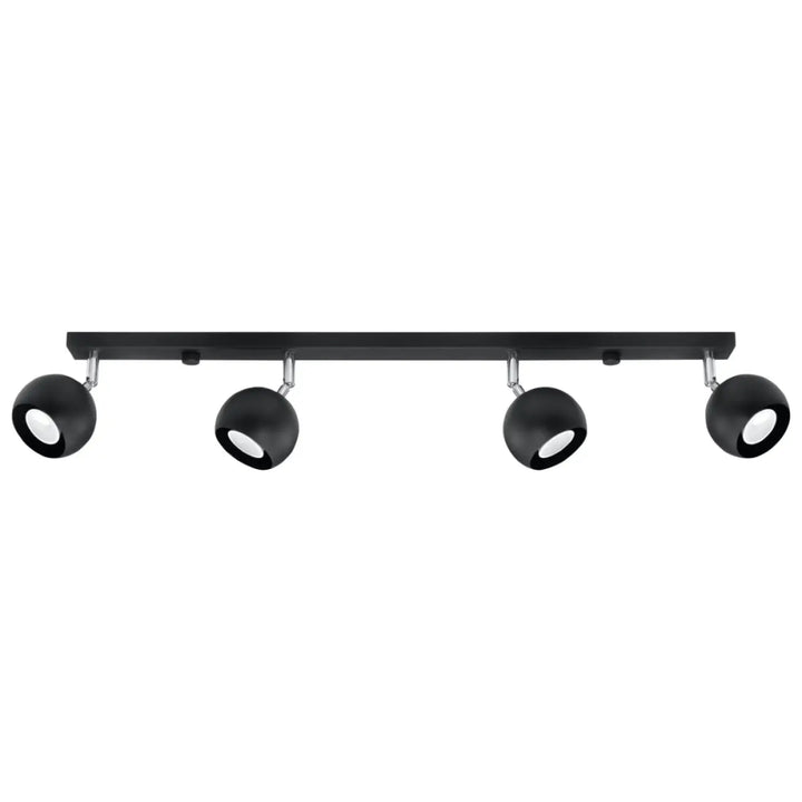Plafonnier oculare 4l noir mat avec quatre spots sphériques réglables pour éclairez précisément un espace design original