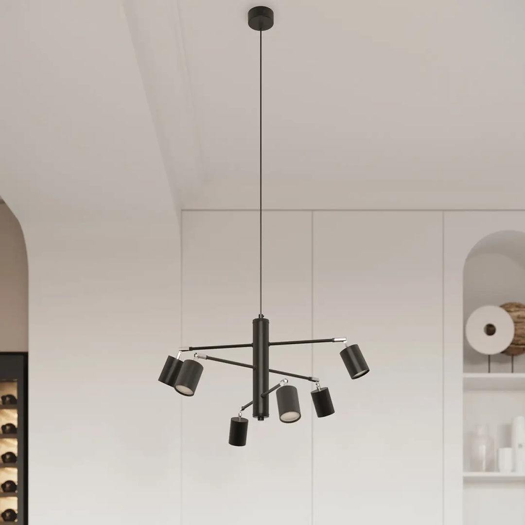 Luminaire plafonnier lemmi 6l noir avec six spots réglables en forme minimaliste de la gamme lampes lemmi