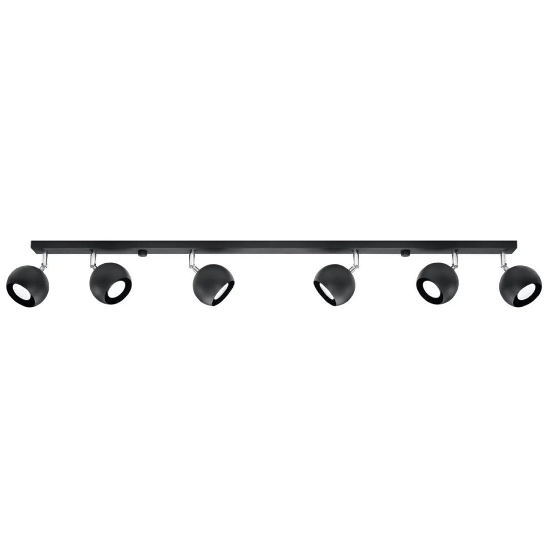 Luminaire plafonnier oculare 6l noir avec six têtes sphériques ajustables noir mat pour un plafonnier moderne éclairez précisément