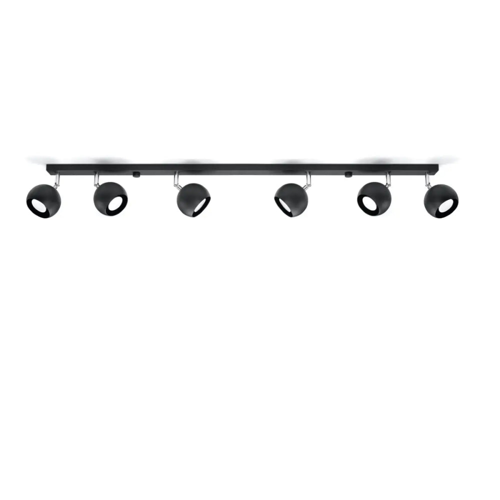 Plafonnier moderne noir mat ocualre 6l avec six têtes sphériques ajustables pour éclairez précisément avec un design original