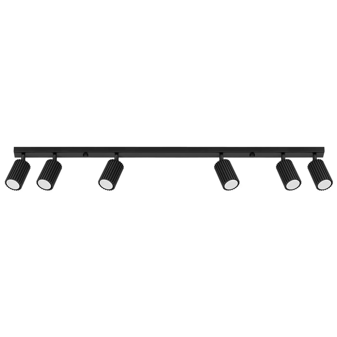 Plafonnier karbon 6l noir avec six ampoules gu10 interchangeables design minimaliste en finition mate