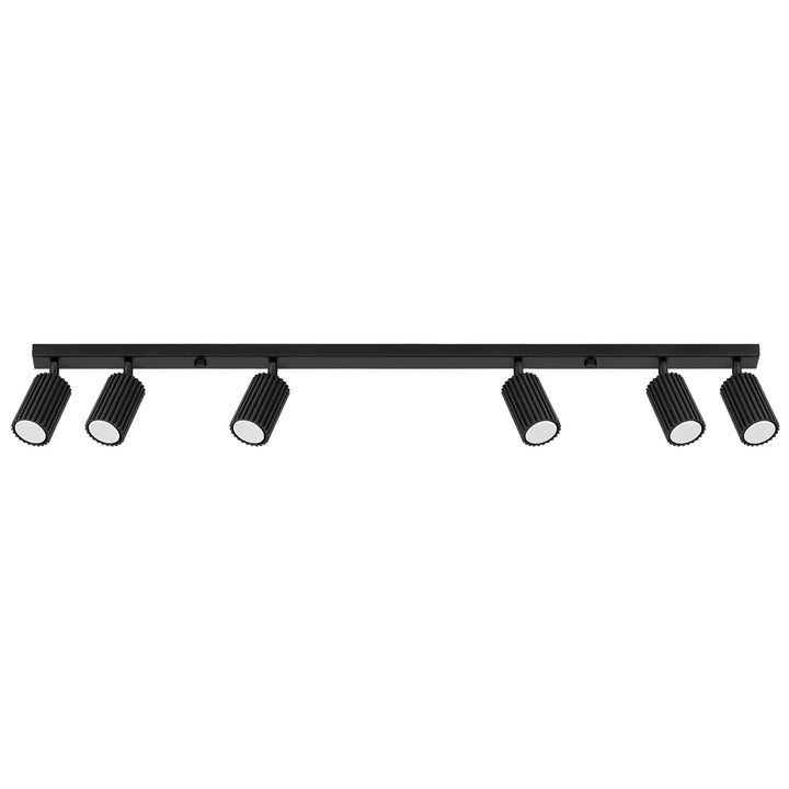 Plafonnier karbon 6l noir avec six ampoules gu10 interchangeables design minimaliste en finition mate
