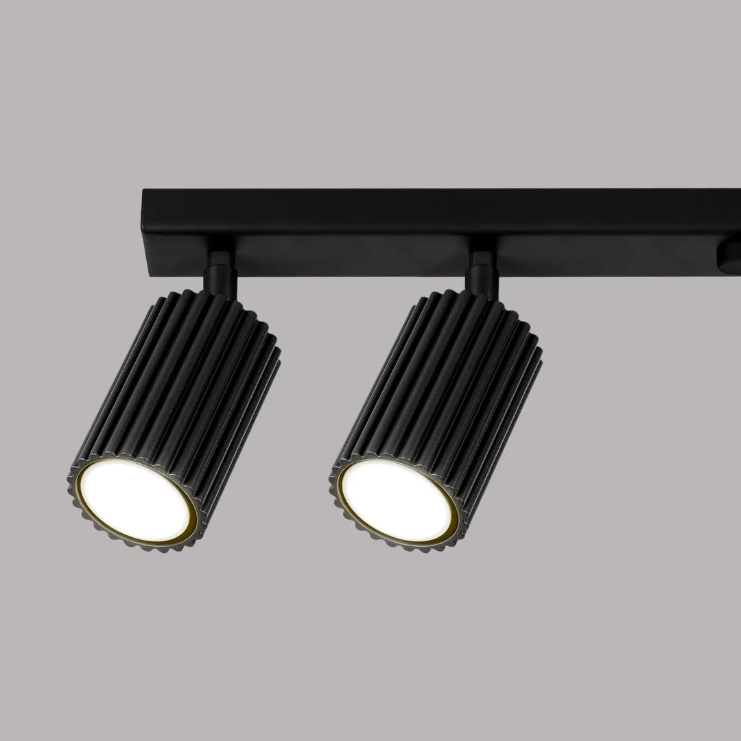 Luminaire plafonnier karbon 6l noir avec ampoules gu10 interchangeables design minimaliste et finitions dorées