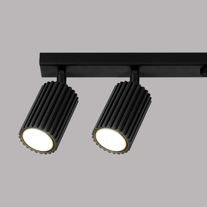 Luminaire plafonnier karbon 6l noir avec ampoules gu10 interchangeables design minimaliste et finitions dorées