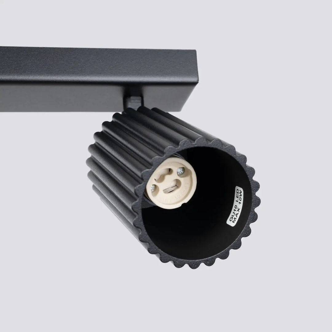 Luminaire plafonnier karbon 6l noir avec éclairage de piste texturé et ampoules gu10 interchangeables design minimaliste