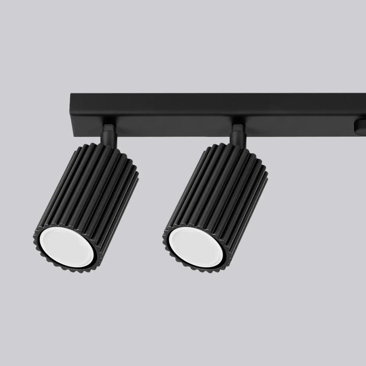Plafonnier karbon 6l noir avec ampoules gu10 interchangeables design minimaliste et finition mate en métal noir