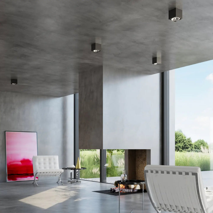 Luminaire plafonnier blake noir avec forme minimaliste et design plafonnier moderne encastré au plafond