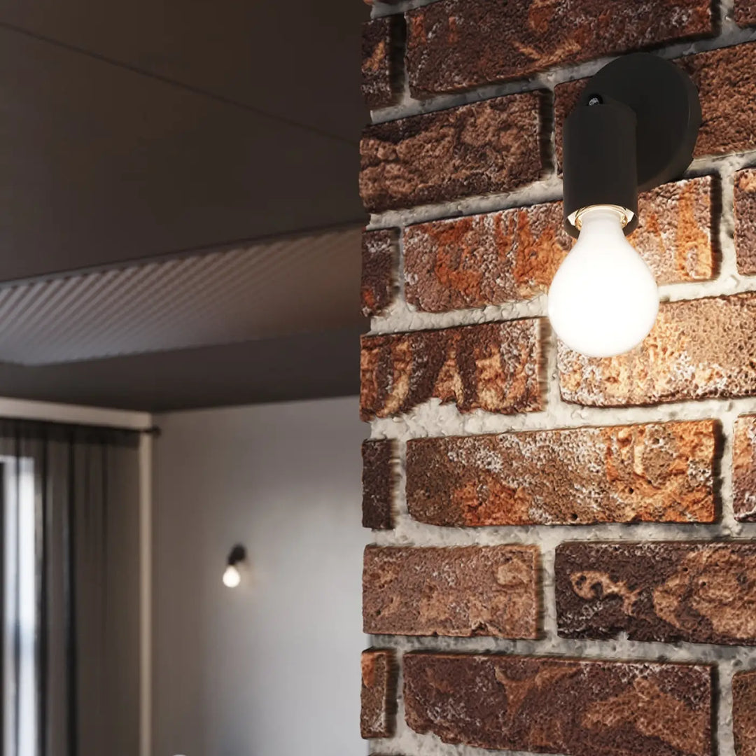 Luminaire plafonnier fornes 2 noir avec lampe murale noire et ampoule en verre givré de la gamme fornes