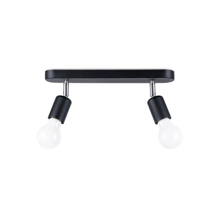 Luminaire plafonnier fornes 2 noir avec deux spots réglables en cylindre noir pour la gamme fornes
