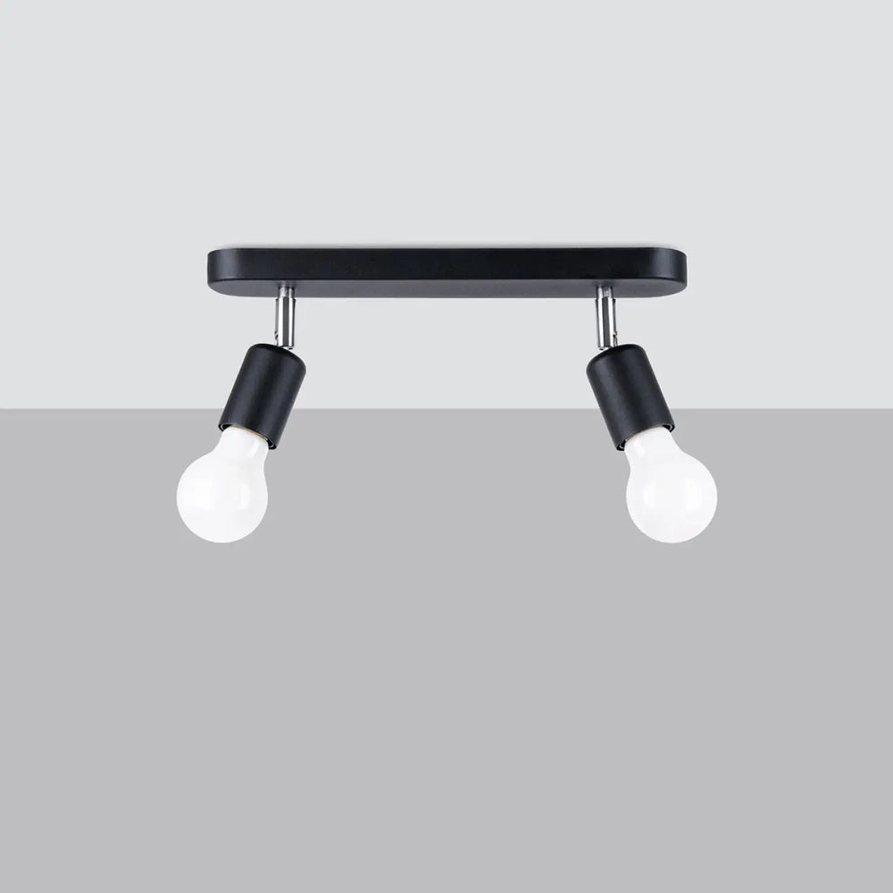 Luminaire plafonnier fornes 2 noir avec deux bras réglables et douilles blanches dans la gamme fornes plafonniers