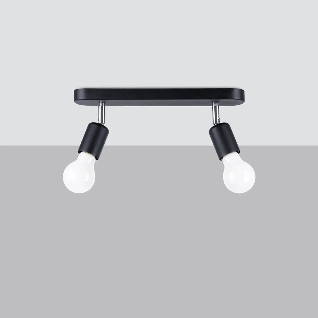 Luminaire plafonnier fornes 2 noir avec deux bras réglables et douilles blanches dans la gamme fornes plafonniers