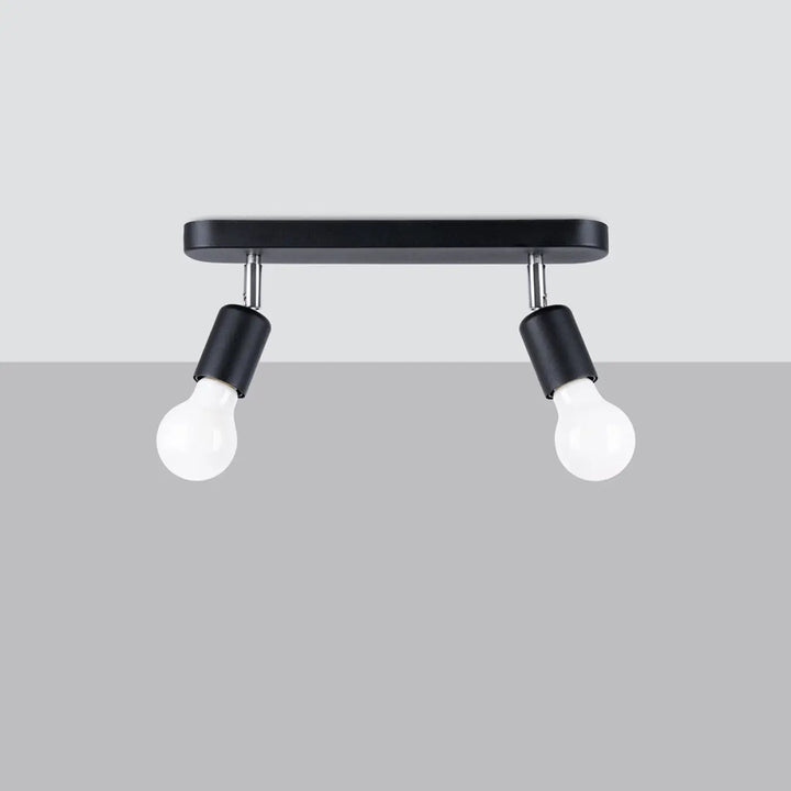Luminaire plafonnier fornes 2 noir avec deux bras réglables et douilles blanches dans la gamme fornes plafonniers