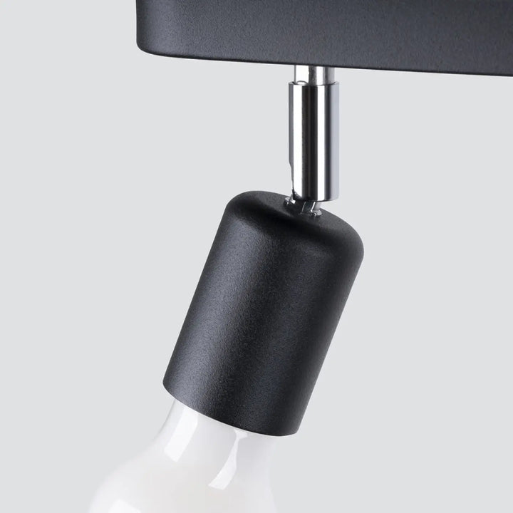Plafonnier fornes 2 noir avec tête cylindrique mate noire et pied métal chromé gamme fornes lampes murales