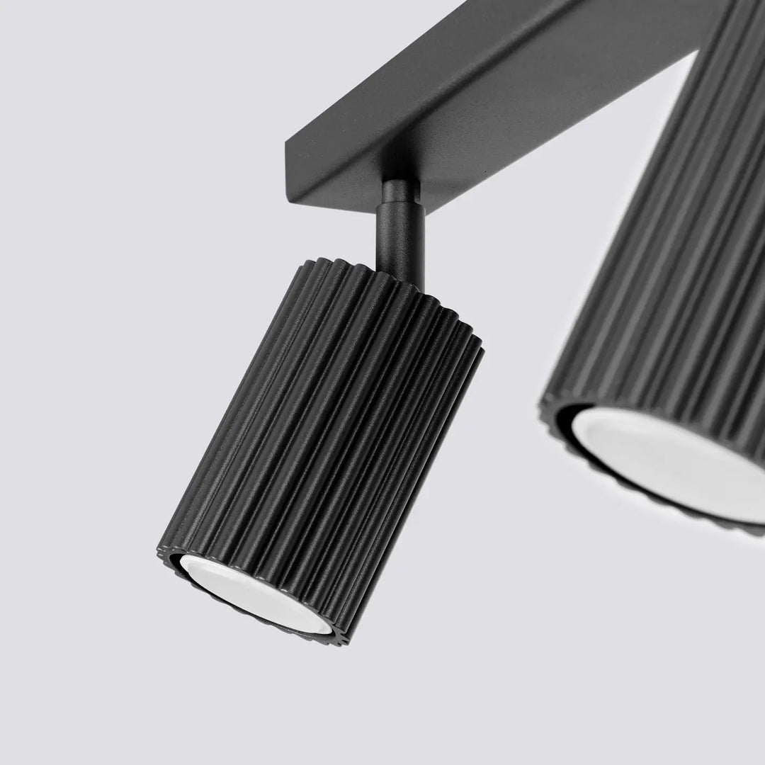 Plafonnier karbon allie noir cylindre rainuré avec finition mate et intérieur blanc pour ampoules gu10 interchangeables design minimaliste