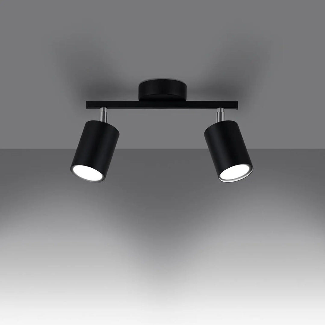 Plafonniers lemmi luminaire plafonnier lemmi 2 noir avec module led à double tête et lumière conviviale élégante en finition mate