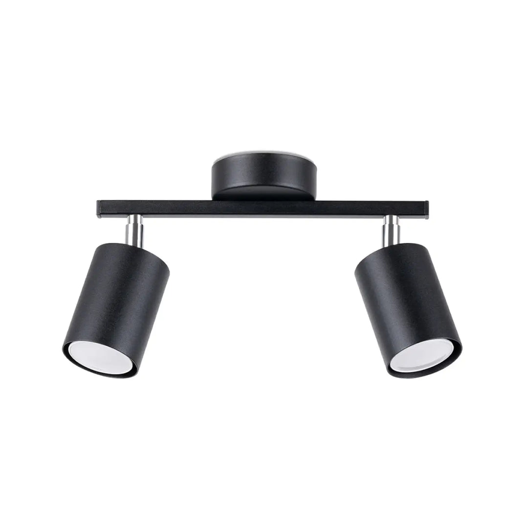 Luminaire plafonnier lemmi 2 noir avec module led double tête, finition mate noire et accents chrome pour lumière conviviale