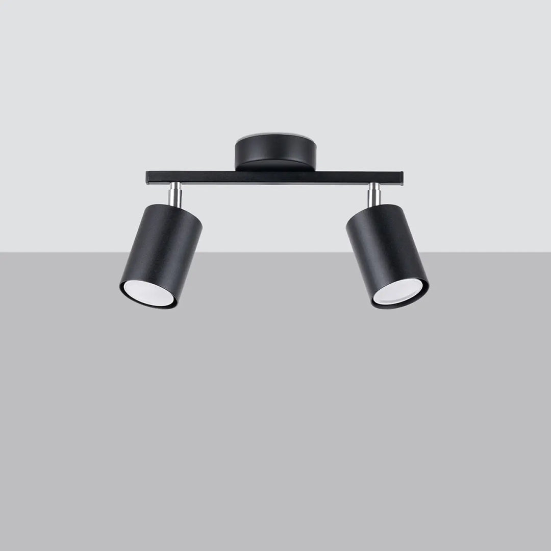 Luminaire plafonnier lemmi 2 noir avec module led dual head en noir mat pour une lumière conviviale moderne